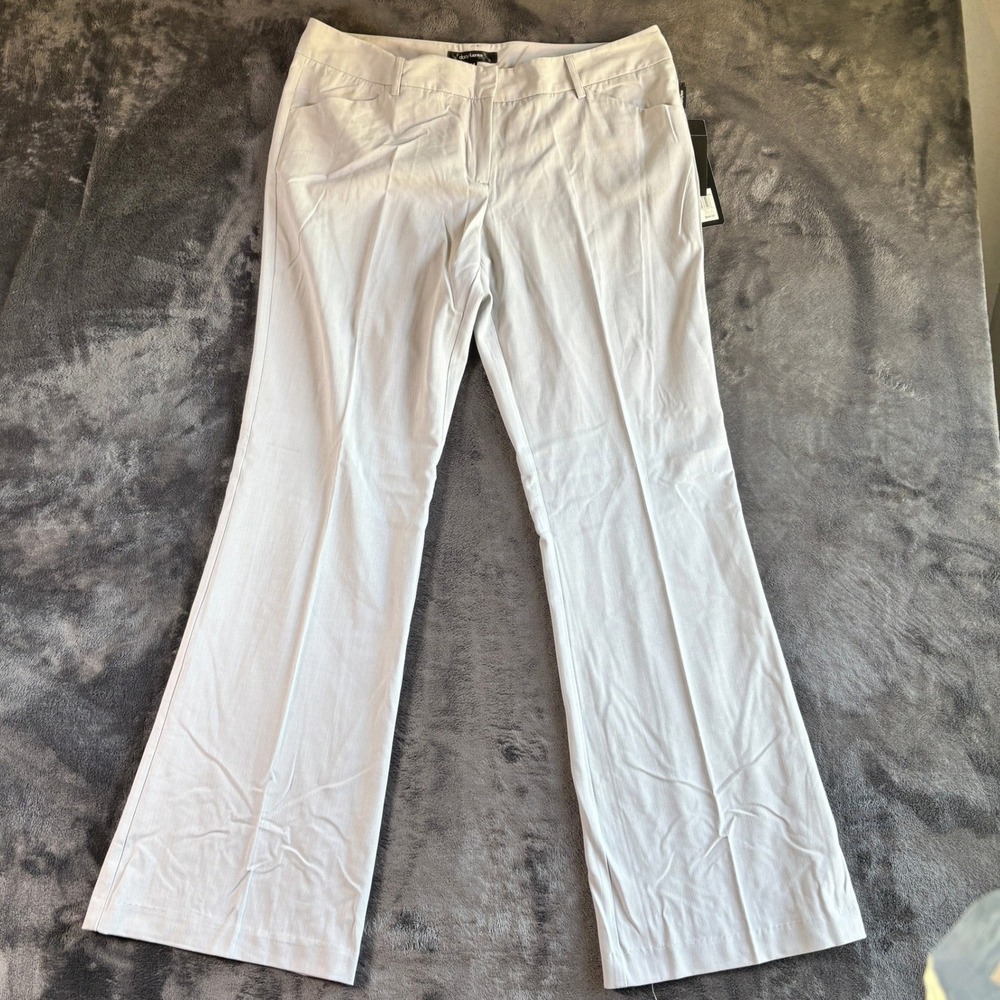 Daisy Fuentes Moda City Pant Silver Heather Straight Leg Dress Pants Mens 14 NEW